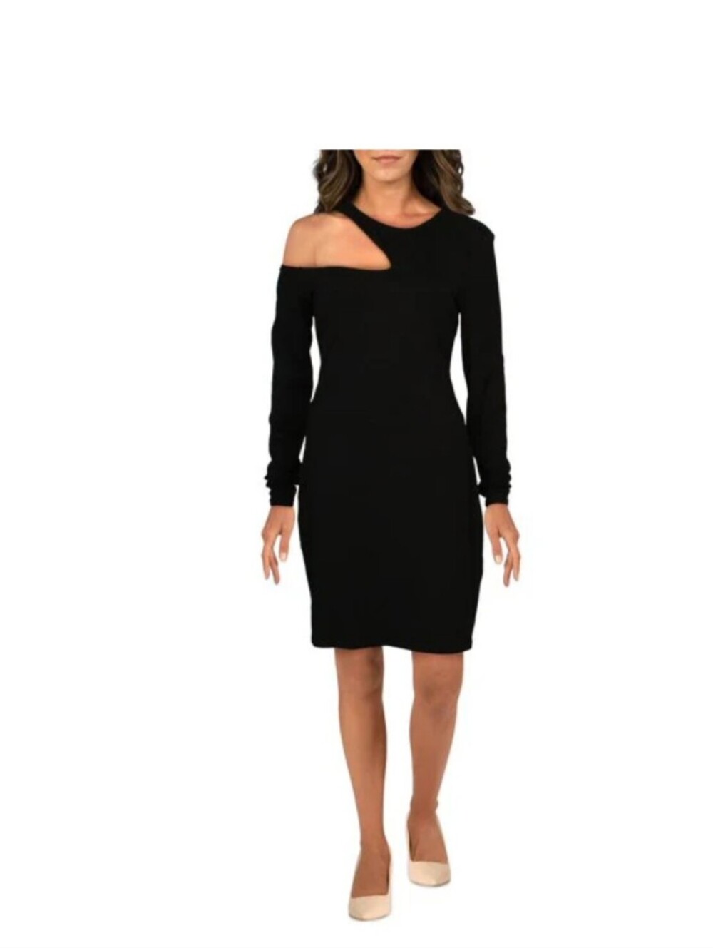Guess Black One-Shoulder Long Sleeve Dress Size M